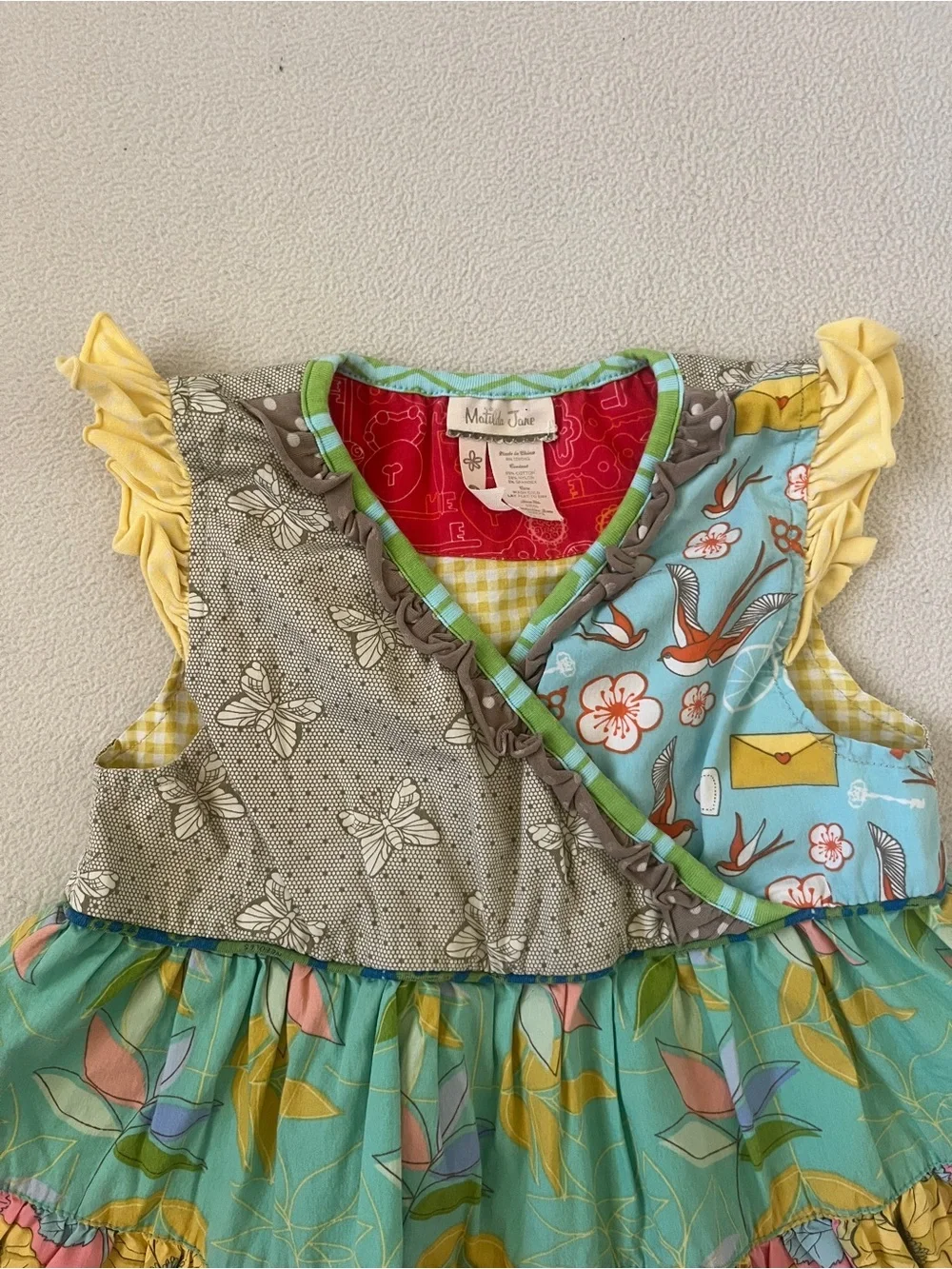 Matilda Jane Rollercoaster Tiered Colorful Patchwork Floral Ruffle Girls Dress